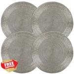 Alpha Living Home 4PC Beaded Round Placemats Silver 13 Inch Dining Table New. Price: $44.99.
