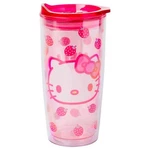 Hello Kitty Strawberry Tumbler 20 Oz Plastic Travel Cup With Lid Pink New. Price: $19.99.