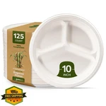 Gusto 10 Inch Compostable Sugarcane Paper Plates 3 Compartment 125CT New. Price: $41.99.