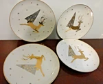 Better Homes & Garden Set Of 4 Christmas Gold Silver Reindeer Salad Plates Used. Price: $39.99.