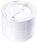 Wellife Silver Plastic Dessert Plates With Forks, 6.3 Inch New. Price: $24.99.
