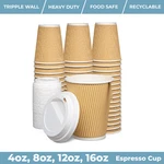 Ripple Disposable Coffee Cups With Lids Brown Paper Takeaway Hot Cold 4-16OZ New. Price: $82.01.