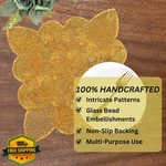 Alpha Living Beaded Placemats Set Of 2 Mustard 13" Square Glass Table New. Price: $44.99.