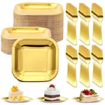 200 Pieces Gold Square Plates With Plastic Forks - Include 100 Pcs Disposable... New. Price: $36.45.