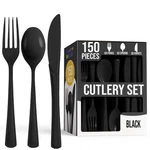 Party Solids Black Plastic Silverware Heavy Duty 150 Pieces Disposable ... New. Price: $32.18.