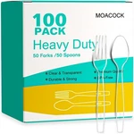100 Count Plastic Silverware, Heavy Weight Forks Spoons Clear New. Price: $13.88.