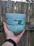 Handmade Blue Ceramic Bowl, Glossy Round Art Pottery, Three-piece Set New. Price: $41.30.