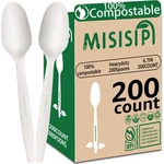 Misisipi 200COUNT 100% Compostable Spoons Biodegradable 6.7IN, Ivory White New. Price: $40.17.