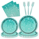 96 Pcs Blue Silver Birthday Party Plates Napkins Green, New. Price: $14.76.