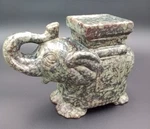 Vintage Garden Bookend Accent Trunk Up Elephant Plant Stand Oriental Green Glaze Used. Price: $24.98.
