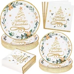 Homlouue 200PCS Christmas Paper Plates & Napkins Tree Gold Disposable Serve 50 New. Price: $36.84.