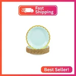 Kfjbpb 50 Pcs Blue Paper Plates 7 Inch, Scalloped With Gold Foil Di New. Price: $11.46.