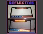 Reflective Support Police Blue Line Firefighter License Plate Frame New. Price: $14.99.