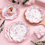 100 Pcs Pink Floral Paper Plates Disposable Dessert Baby Bridal Shower Party ... New. Price: $32.14.