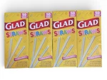 200 Glad Plastic Straight Straws (50 Count 4 Boxes) Vtg 1999 New Sealed. Price: $42.99.