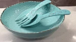 Aphorism 3-PIECE Melamine Serving Bowl & Utensil Set Aqua Turquoise Perfect New. Price: $16.00.