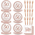Wiooffen 50TH Birthday Decorations Plates And Napkins For Women Rose Gold Par... New. Price: $25.04.