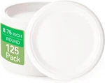 125 Count 100% Compostable 8.75 Inch Plates, Heavy-duty Plate, Eco-friendly New. Price: $19.99.