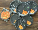Vintage American Greetings Halloween 7" 9 Paper Plates Lot 6 Packages Black Cat New. Price: $19.99.