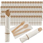 Aowutus Pre Rolled Napkin And Bamboo Cutlery Set - 50PACK New. Price: $64.72.