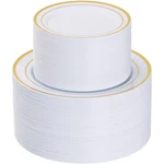 Gold Disposable Plastic Plates, 200-PACK (100-DINNER And 100-DESSERT Plates) New. Price: $133.57.