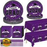 Qzyl Class Of 2026 Grad Party Decorations 122 Pcs Purple Plates Napkins New. Price: $34.99.