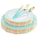 Wdf 30GUEST Mint Green Plastic Plates Disposable Gold Silverware New. Price: $108.95.