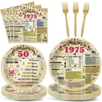 96 Pcs 50TH Birthday Party Plates & Napkins Back 1975 Themed Tableware 24 Gue New. Price: $32.18.