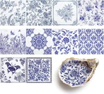 Natnarr 30 Pack Decoupage Napkins, 10 Styles Blue And White Floral Paper New. Price: $12.39.