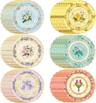 48-PACK Floral Paper Plates, Tea Party Decorations, 9 Inch Disposable New. Price: $23.32.