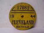Vintage 1944 Cleveland Ohio Wood Bicycle License Plate 17081 Balloon Bike Era Used. Price: $199.99.