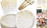 White And Gold Paper Plates Napkins Party Dot New. Price: $25.25.