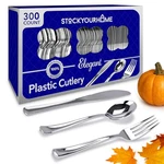 Stock Your Home Plastic Cutlery Set 300 Pack Disposable Silverware Heavy New. Price: $44.67.