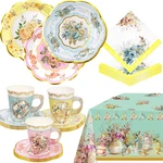 Worldbazaar Tea Party Supplies Floral Dinnerware Set Decorations 24 Gu New. Price: $31.94.