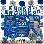 Crenics Blue 75TH Birthday Decorations For Women - In 1951 Backdrop New. Price: $33.56.
