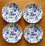 4 Bluetiful Godinger Salad Plates Floral 8" Scalloped Edge Dessert Lot Used. Price: $39.50.