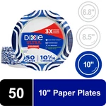 Dixie Ultra Compostable Paper Plates, 10 In, 50 Count, 3X Stronger, Multicolor, New. Price: $12.84.