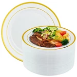 Vplus 100 Piece Inch Gold Plastic Plates Disposable, Heavy Duty White Eleg... New. Price: $47.04.