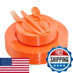Youbet 125PIECES Orange Plastic Plates - Disposable Include 50 New. Price: $49.64.