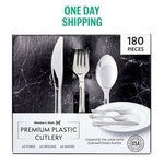 Member's Mark Premium Silver-look Cutlery Combo, 180 Count Elegant Disposable New. Price: $20.98.