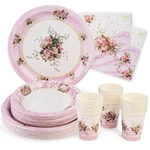 Royal Bluebonnet Paper Plates And Napkins Set, Floral Design, 24 Pieces, Pink New. Price: $23.52.