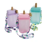 3 1/2" X 8" 10 Oz. Popsicle-shaped Cups With Straws & Straps Pc. New. Price: $39.76.