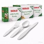 Solo Heavyweight Plastic Cutlery Set White 1500PC Forks Spoons Knives New. Price: $72.97.