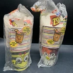Vintage Zoo Pals Hefty Fold Cups 32 Count Flip Down Lids Cold Beverages Or Snack Open. Price: $15.00.