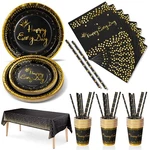 Nkaiso Party Tableware 126 Piece Blk/gold Paper Set Includes Birthday New. Price: $27.17.