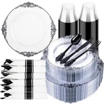 Piece Party Plates Set With Silverware And Cups Led Hioasis 350PCS Clear New. Price: $89.99.