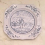 Vintage Johnson Brothers England Tulip Time Blue Square Salad Plate Ironstone Used. Price: $10.00.