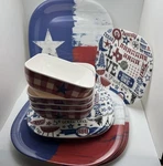 Celebrate America Melamine Set Patriotic 4 Dinner Salad Plates Bowls Bbq Used. Price: $22.90.