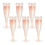 Disposable Champagne Flutes 6PC Rose Gold Glitter Plastic Glasses For New. Price: $14.84.