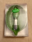 Green Leaf Dip Bowl & Knife Spreader Set - New In Box Nib Perfect House Gift. Price: $12.95.